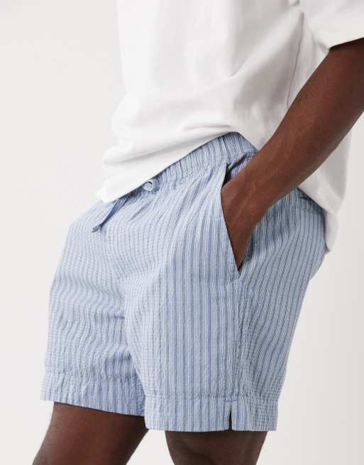 Abercrombie & Fitch 6inch pull on shorts in blue stripes, 4 of 5