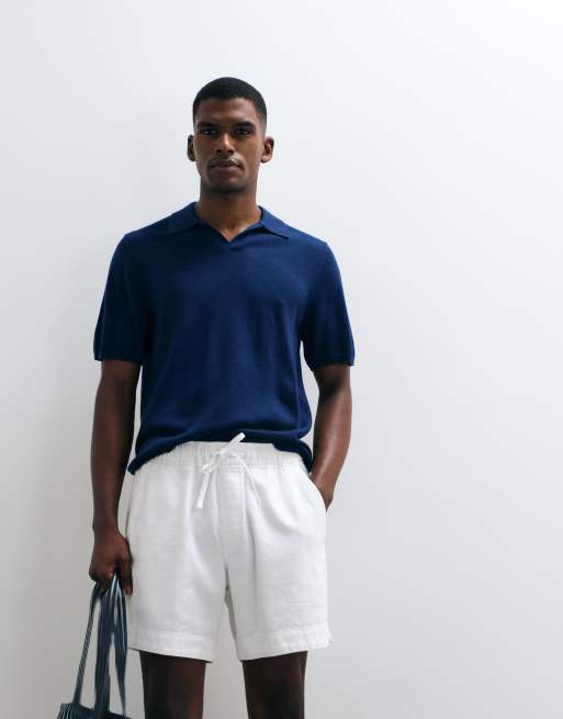 Abercrombie & Fitch 6inch pull on textured shorts in white, 2 of 5