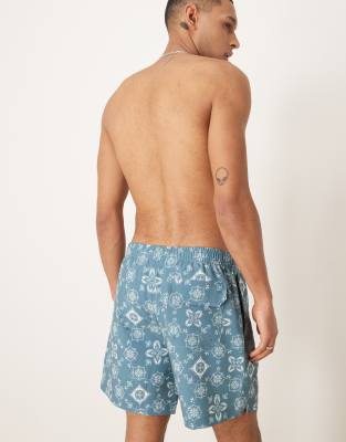 Abercrombie & Fitch 7 Inch Drawstring Swimming Trunks In Blue
