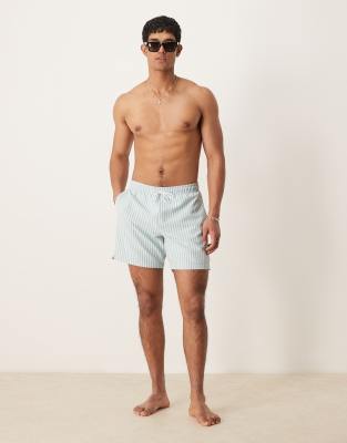 7 inch drawstring swimming trunks in blue stripe