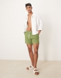 [Abercrombie & Fitch] Abercrombie & Fitch 7 inch drawstring swimming trunks in green stripe W26-W28 Green Stripe