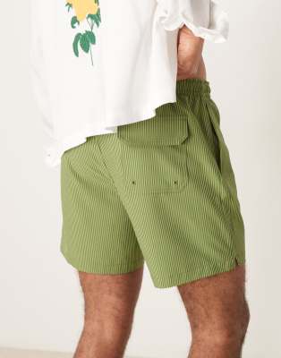 Abercrombie & Fitch 7-inch Drawstring Swimming Trunks In Green