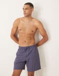 [Abercrombie & Fitch] Abercrombie & Fitch 7 inch drawstring swimming trunks in navy stripe-Blue W36 Blue stripe