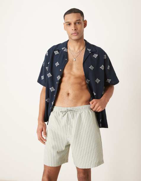 Abercrombie & Fitch 7 inch drawstring swimming trunks in olive - view 1