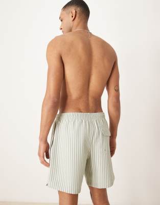 Abercrombie & Fitch 7 Inch Drawstring Swimming Trunks In Green