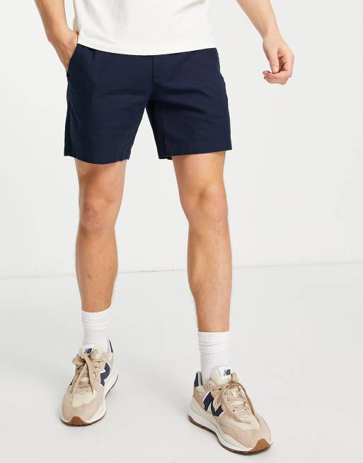 Abercrombie & Fitch 7-inch plain front chino shorts in navy