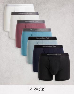 Abercrombie & Fitch 7 pack contrast logo waistband trunks in multi