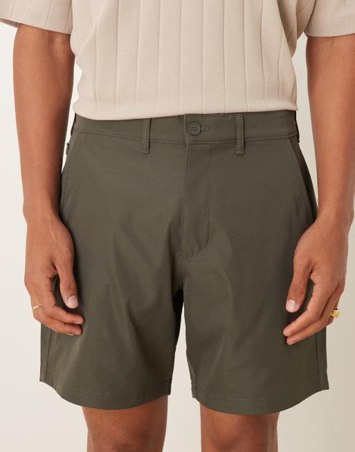 Abercrombie & Fitch 7" tailored shorts in khaki, 4 of 5