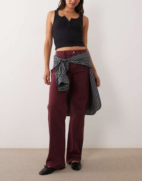 Abercrombie & Fitch 90er-Jahre-Jeans mit lockerer Passform und geradem Bein in Burgunderrot - view 1