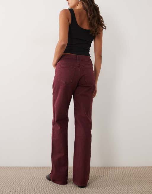 Abercrombie & Fitch 90’er relaxed jeans med lige ben i bordeaux, 2 af 5