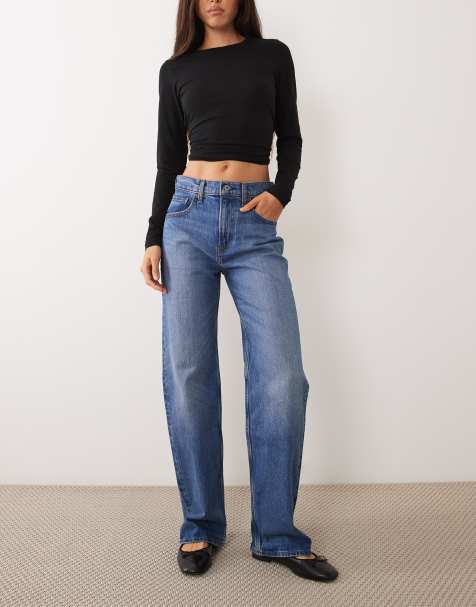 Abercrombie & Fitch 90s avslappnade jeans med raka ben i mellanblå - view 1