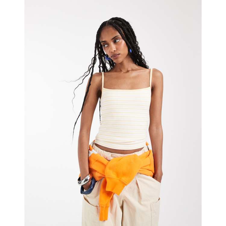 Abercrombie & Fitch 90s cami top with built in bra in yellow