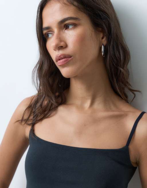 Abercrombie & Fitch 90s cami with built in bra in black, 3 of 5