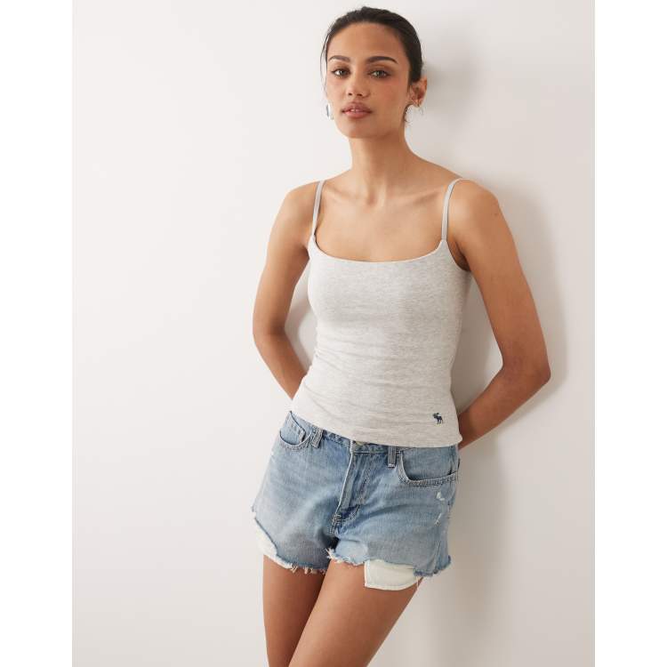 Abercrombie & Fitch 90s cami with built in bra in grey marl | ASOS