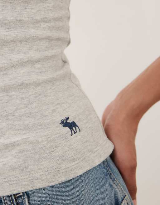 Abercrombie & Fitch 90s cami with built in bra in grey marl, 3 of 4