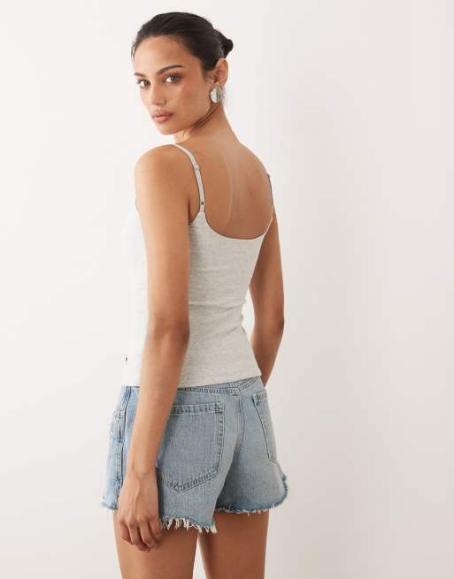 Abercrombie & Fitch 90s cami with built in bra in grey marl, 4 of 4