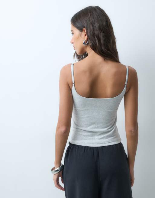 Abercrombie & Fitch 90s cami with built in bra in light grey, 5 of 5