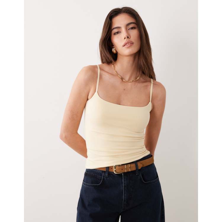 トップス vintage Abercrombie&Fitch camisole XS Abercrombie & Fitch 90s cami with built in bra in yellow | ASOS