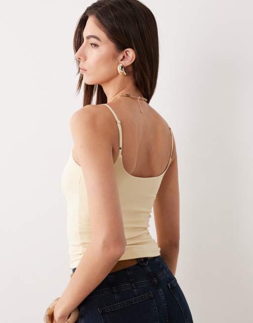Abercrombie & Fitch 90s cami with built in bra in yellow | ASOS