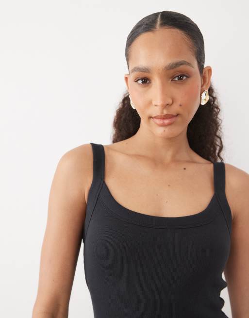 Abercrombie & Fitch 90s jersey mini dress with built in bra in black | ASOS
