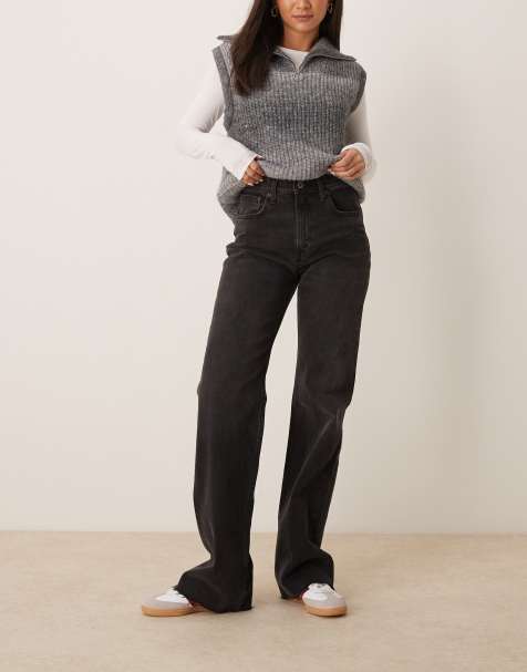 Abercrombie & Fitch 90s relaxed fit high rise jeans in washed black - view 1