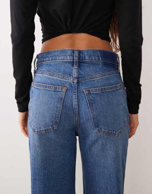 Abercrombie & Fitch 90s relaxed straight leg jeans in mid blue, 4 of 5