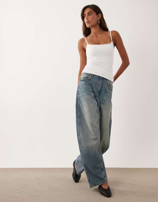 Abercrombie & Fitch 90s seamless cami top with built in bra in white, 3 of 4