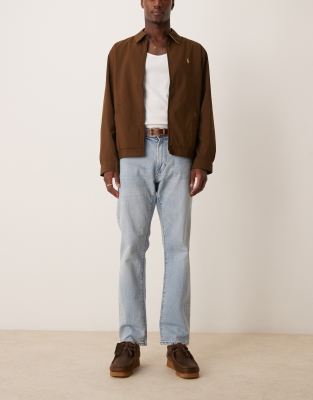 Abercrombie & Fitch Abercrombie & Fitch 90s straight slight distress vintage wash jeans in light wash-Blue