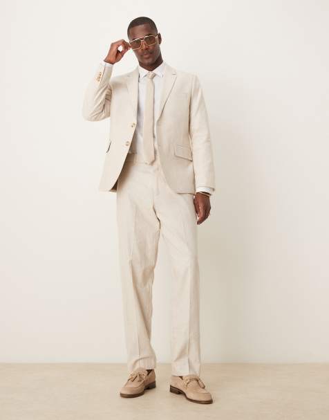 Abercrombie & Fitch - Abito classico monopetto in lino color crema - view 1