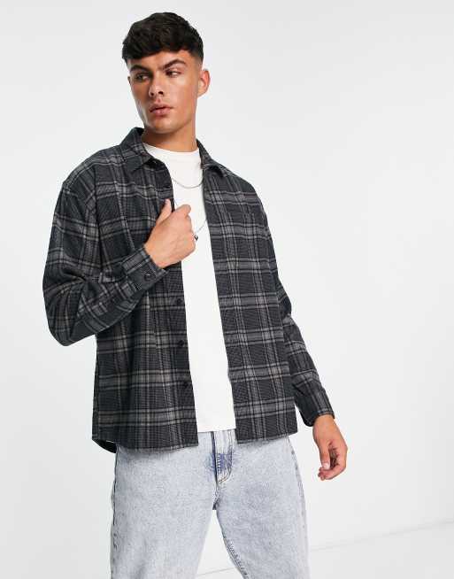 Abercrombie & Fitch - Afslappet flannelskjorte med tern i sort