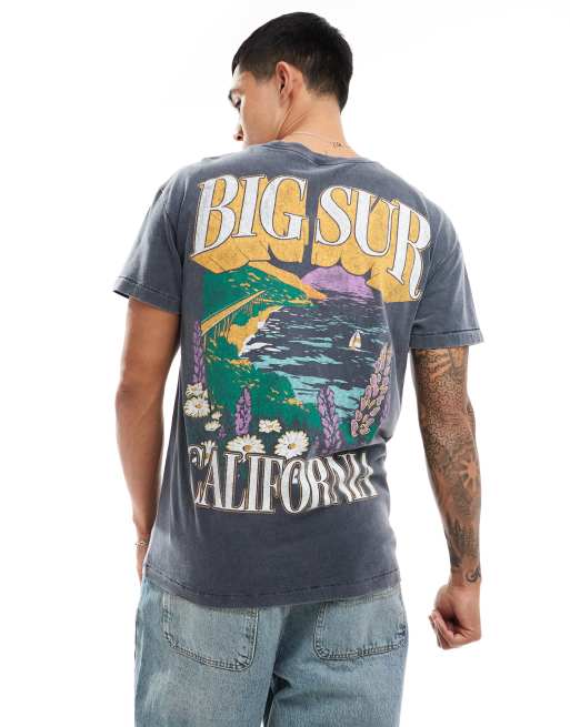 Abercrombie & Fitch - Afslappet T-shirt med 'Big Sur'-print på ryggen i sort syrevask