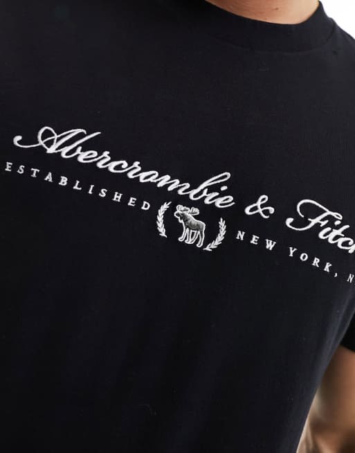 Abercrombie & Fitch - Afslappet T-shirt med tekstlogo i sort, 3 af 4