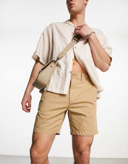 Abercrombie & Fitch – All Day – Kakibeige chino-shorts på 7 tum 