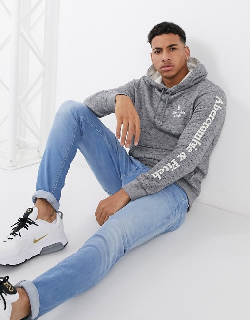 Abercrombie & Fitch applique icon hoodie in grey