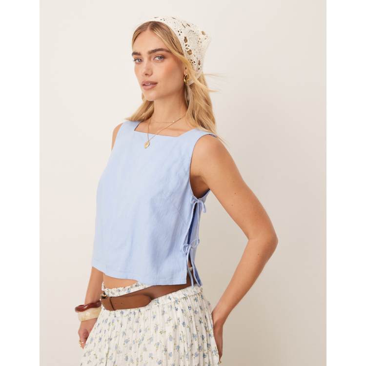 Abercrombie & Fitch apron side toe detail top in blue | ASOS