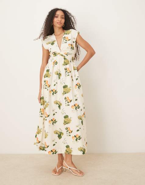 Abercrombie & Fitch – Ärmelloses Maxikleid mit V-Ausschnitt und Fruchtmuster - view 1