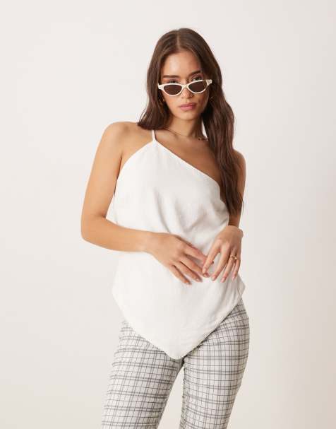 Abercrombie & Fitch asymmetrical tie detail top in white