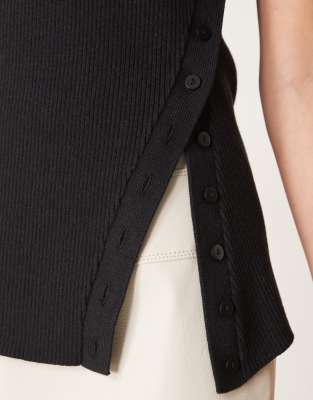 Abercrombie & Fitch Asymmetric Knit Tank Top In Black