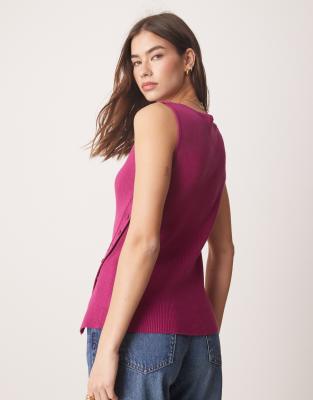 Abercrombie & Fitch Asymmetric Knit Tank Top In Brown