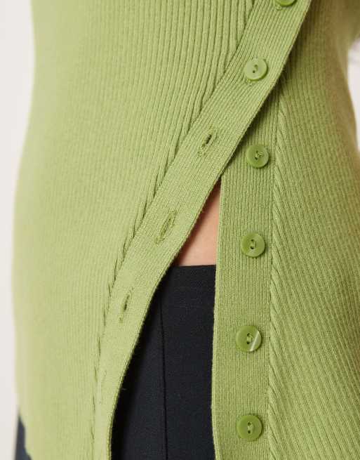 Abercrombie & Fitch asymmetric knit tank top in olive green | ASOS