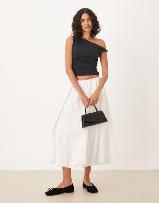 Abercrombie & Fitch asymmetric twist one shoulder top in black, 4 of 4