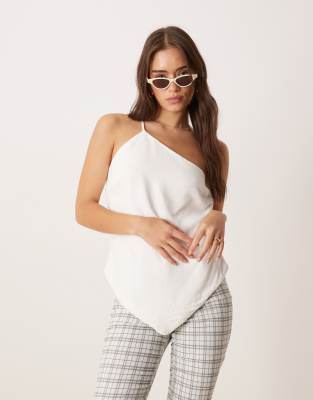Abercrombie & Fitch - Asymmetrisches Oberteil in Weiß mit Bindedetail