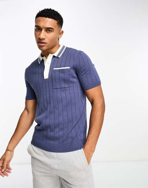 Abercrombie & Fitch athletic knit polo in blue ASOS