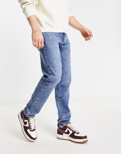 Abercrombie & Fitch – Athletic – Niebieskie jeansy o obcisłym kroju