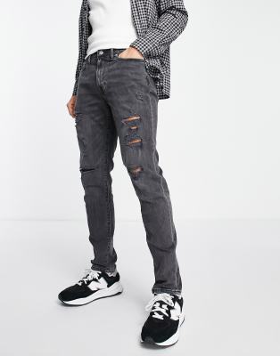 athletic fit distressed jeans