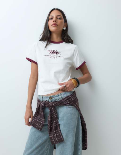 Abercrombie & Fitch Baby-T-Shirt mit Frontprint in Weiß, 2 von 5