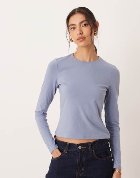 Abercrombie & Fitch - Baby tee met lange mouwen in blauw - view 1