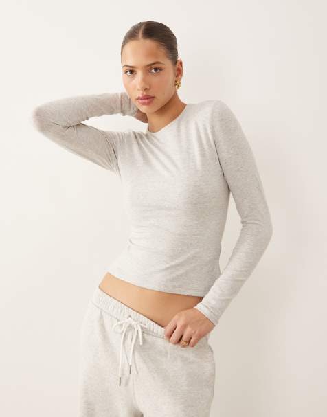 Abercrombie & Fitch - Baby tee met lange mouwen in grijs - view 1