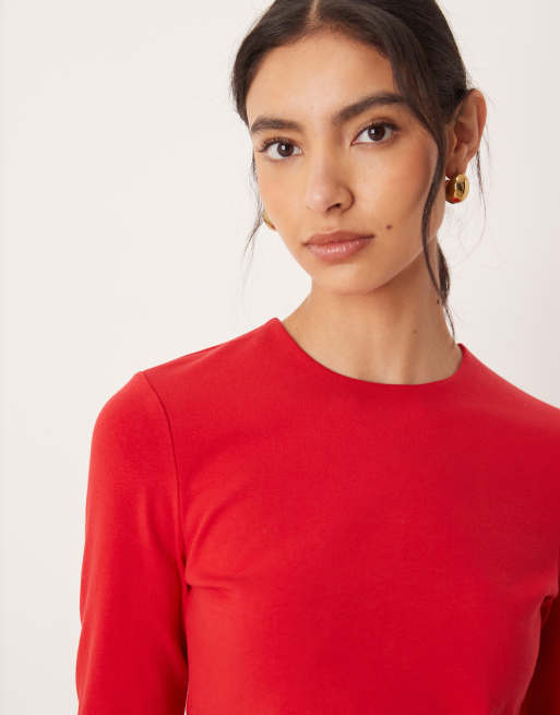 Abercrombie & Fitch - Baby tee met lange mouwen in rood