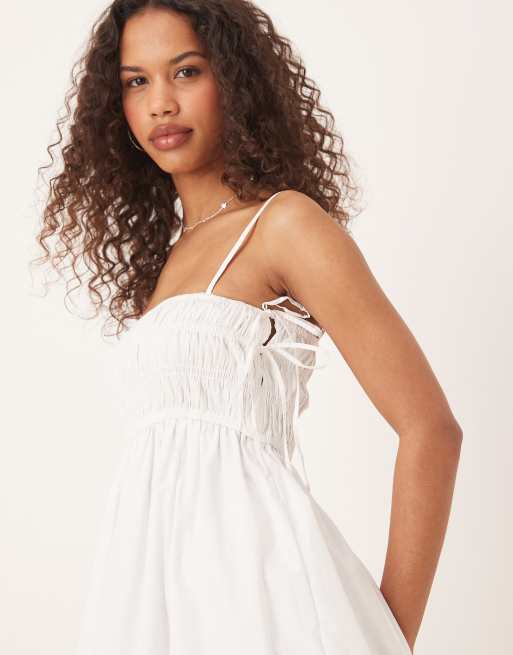 knee length dresses for ladies Abercrombie & Fitch Floral Poplin Keyhole Tie Front Babydoll Mini Dres   The Saved Collection